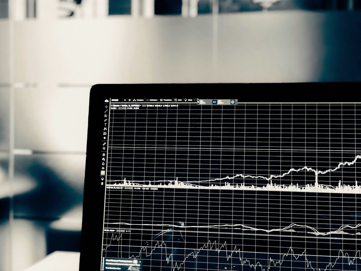Line chart of performance data on a monitor